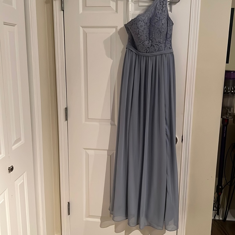 Beautiful Dusty Blue Azazie bridesmaid dress!
